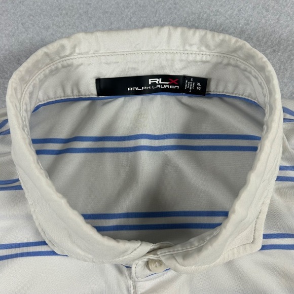 RLX Ralph Lauren Polo Shirt Men's XL White TPC Sawgrass Golf Striped Performance - Picture 5 of 11